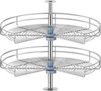 24" Kidney Corner Cabinet Lazy Susan - Turntable for Kitchen, Adjustable Height Replacement Shelves for Corner Cabinet, Chrome Silver (Cannot be Door-Mounted)