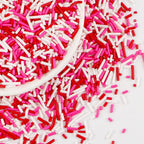 Pink Jimmies Sprinkles, Edible Sprinkles For Cake Decorating, Pink Red and White Sugar, 150g/5.29oz, Cupcake & Ice Cream Topper, Mother's Day, Valentine's Day, Wedding Party Supplies