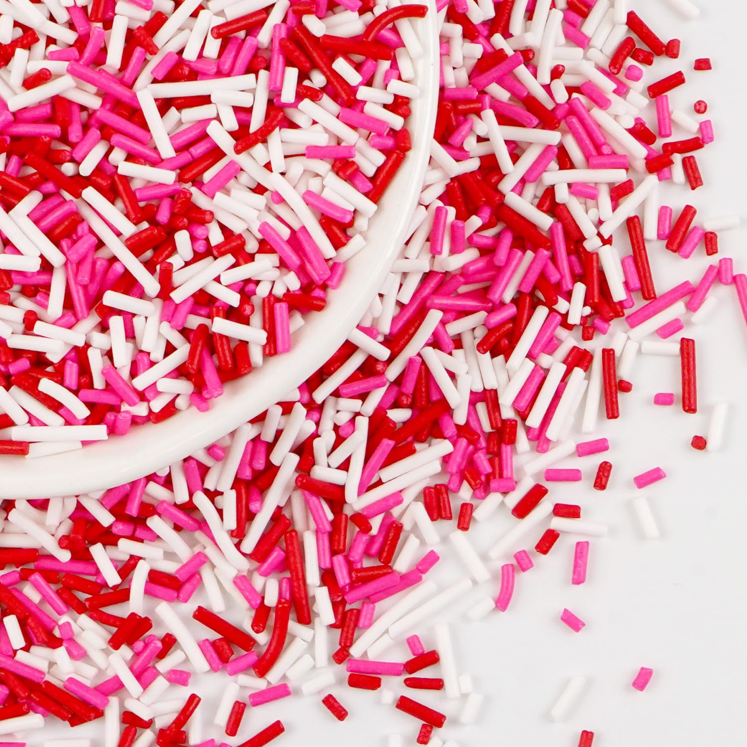 Pink Jimmies Sprinkles, Edible Sprinkles For Cake Decorating, Pink Red and White Sugar, 150g/5.29oz, Cupcake & Ice Cream Topper, Mother's Day, Valentine's Day, Wedding Party Supplies