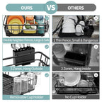 Dish Drying Rack for Kitchen Counter, Large Dish Racks with Drainboard, Kitchen Sink Dish Strainer Rack, Countertop Dish Drainer Rack with Cup & Utensil Holders, Dish Dryer Rack Large Size Black