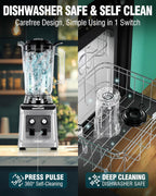 WantJoin Commercial Blender - 136 Oz Large Capacity Professional Blender Heavy Duty w/Pure Copper Motor,Dishwasher safe, 8-Blade Combo, 18800 RPM, Multi Speeds, Smoothie Blenders for Juice