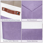 Large Fabric Storage Baskets | 50L Storage Bins, Decorative Linen Closet Baskets with Handles for Organizing, Shelf, Toys, Clothes, Home, Office, Nursery, 17x12x15Inches (Purple&White)