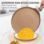 11 inch Nonstick Crepe Pan, Granite Coating Flat Skillet Dosa Tawa Tortilla Pan, Large Pancake Griddle Comal Pan, Compatible with All Stovetops, PFOA Free