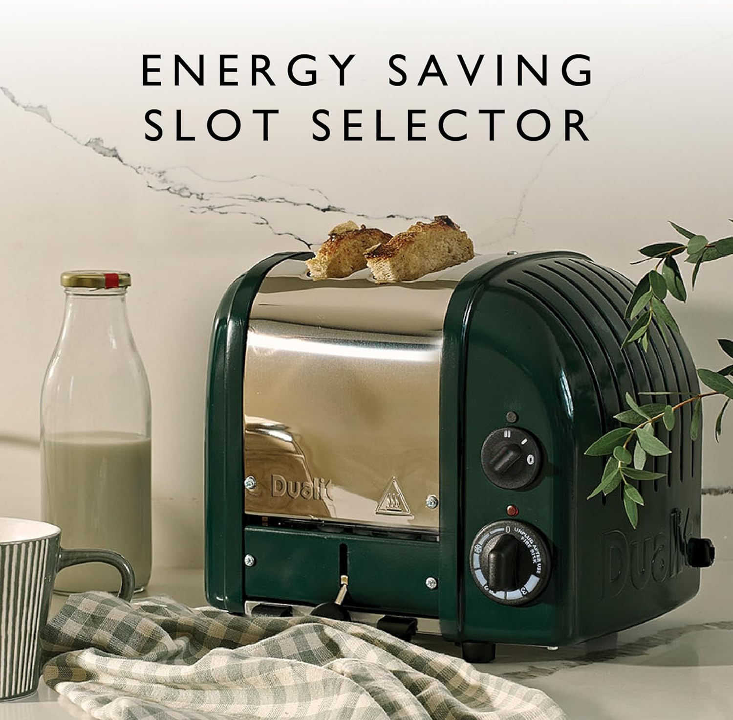 Dualit Classic 2 Slice NewGen Toaster - Stainless Steel - Hand Built in the UK - Replaceable ProHeat elements - Defrost Bread - Mechanical Timer - Evergreen Classic Toaster