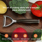 Premium Y Type 304 Stainless Steel Multifunctional Kitchen Peeler Real Wood Handle Ultra Sharp Blade Vegetable Potato Apple（Agarwood）