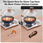 Heat Resistant Silicone Spoon Rest, Non-Slip Spoon Holder for Kitchen Counter, Silicone Spoon Rest for Stove Top for Spoons, Spatulas, Ladles, Tongs (Black)
