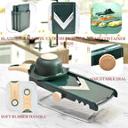 Adjustable Mandoline Slicer for Kitchen - Ultra Sharp V-Blade with Container, Julienning Slicer for Potatoes, Apples, Onions, Tomatoes