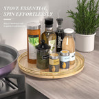 Farmhouse Oak 13" Lazy Susan Turntable Organizer for Cabinet, Round Wooden Lazy Susan Organization and Storage for Dining Table, Pantry, Kitchen, Countertop, Cupboard,Home Decor