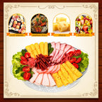 Baderke 3 Set 11.8" Chilled Serving Tray for Parties with Compartments Ice Chilled Party Platter Charcuterie Serving Board Cold Dish Dip for Fruit Seafood Vegetable Shrimp Cocktail (Natural)