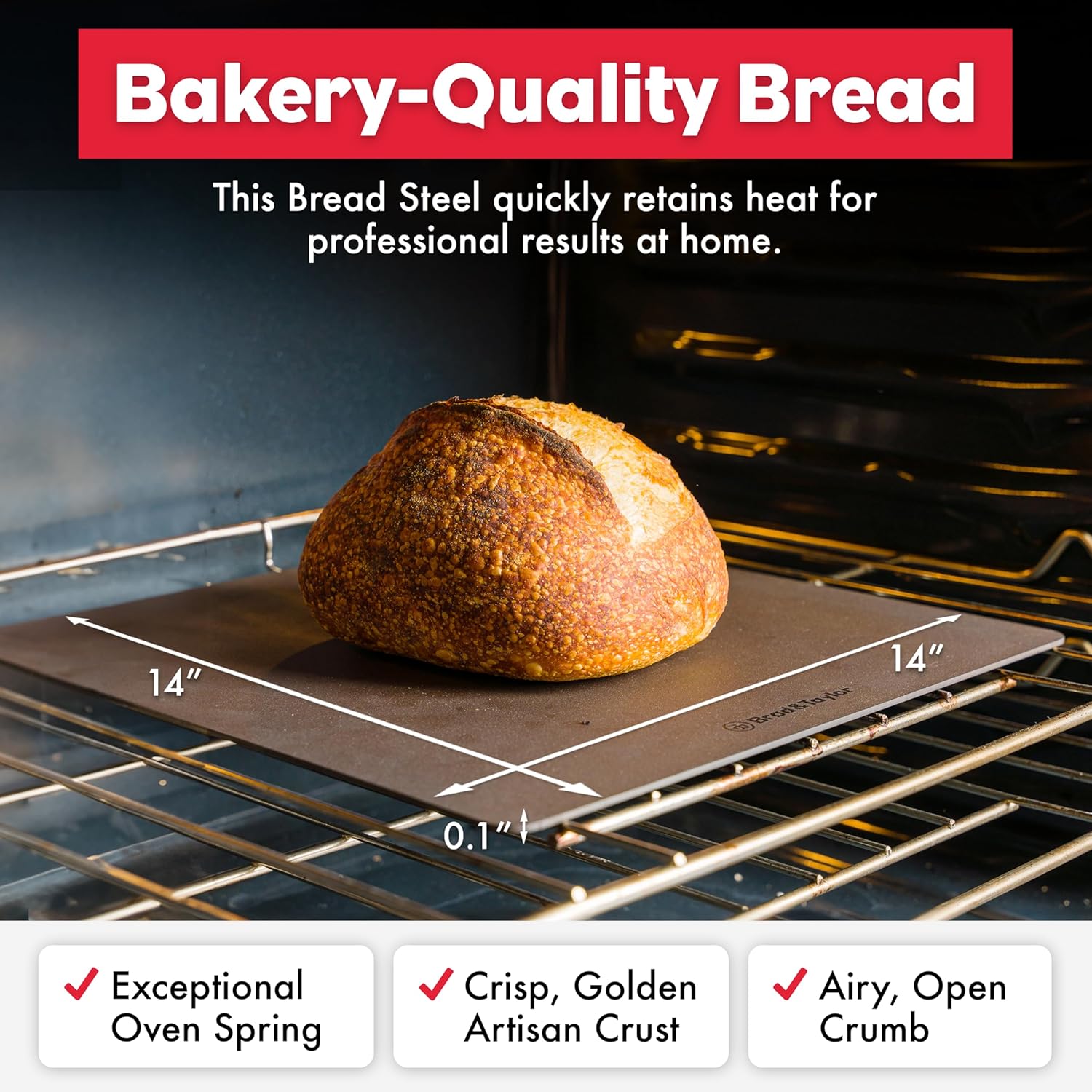 Brod & Taylor Bread Steel Original for Baking Bread & Cooking Pizza (14" x 14" x 0.1")