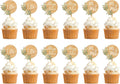 12 PCS Greeny Wedding Cupcake Toppers in Wood Mr & Mrs Engagement Cupcake Decorations