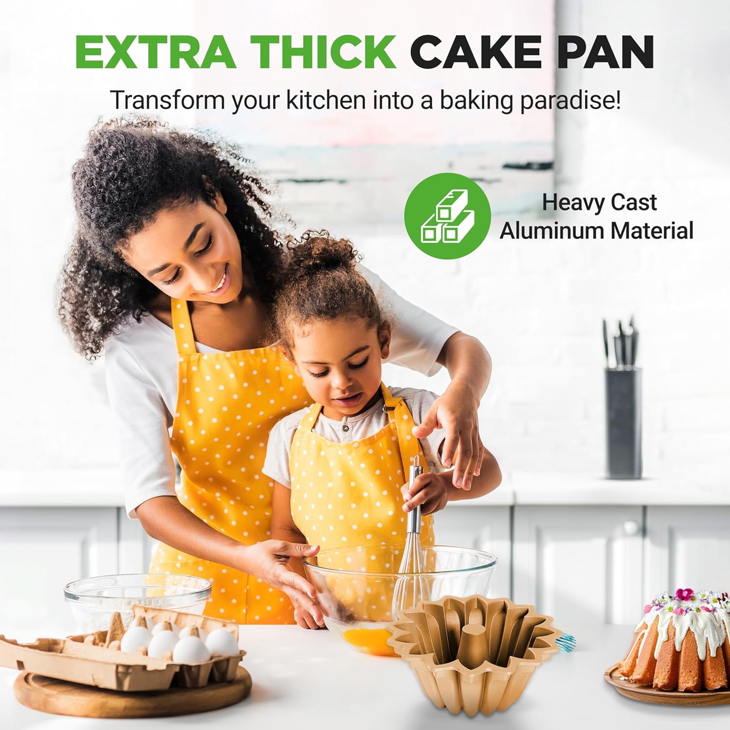 NutriChef 9 Inch Cake Pan - Premium Nonstick Die-Cast Aluminum Cake Mold for Baking - Sloped Edges for Uniform Baking, Dishwasher Safe