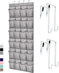 GORILLA GRIP Over the Door Shoe Organizer, 24 Large Breathable Mesh Pockets, Space Saving Hanging Storage Holder, Closet Rack Hanger Holds Up to 40 lbs, Hangs on Closets for Shoes, Accessories, Gray