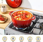 Velaze 7.5 QT Dutch Oven Pot with Lid, Enameled Cast Iron Dutch Oven with Dual Handles for Sourdough Bread Baking, Cooking, Non-stick Enamel Coated Cookware (RED)