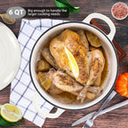 E-far 6 Quart Dutch Oven, Enameled Cast Iron Dutch Oven Pot with Lid, Nonstick Round Cookware for Braising/Stews/Roasting/Bread Baking/Cooking, Heavy Duty, Induction & Oven Safe - White
