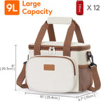 Lifewit Medium Lunch Bag Insulated Lunch Box Soft Cooler Cooling Tote for Adult Men Women, Beige 12-Can (9L)