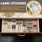 SpaceAid Bamboo Drawer Dividers with Inserts and Labels, Kitchen Adjustable Drawer Organizers, Expandable Organization for Home, Office, Dressers, 7 Dividers with 15 Inserts (17"-22" Gray)