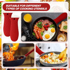 Patelai 2pcs Silicone Handle Cover for Cast Iron Skillet Kitchen Silicone Handles for Pots and Pans Non-Slip Pot Holder Sleeve for Fry Pan Griddles Metal Aluminum Cookware(Red)