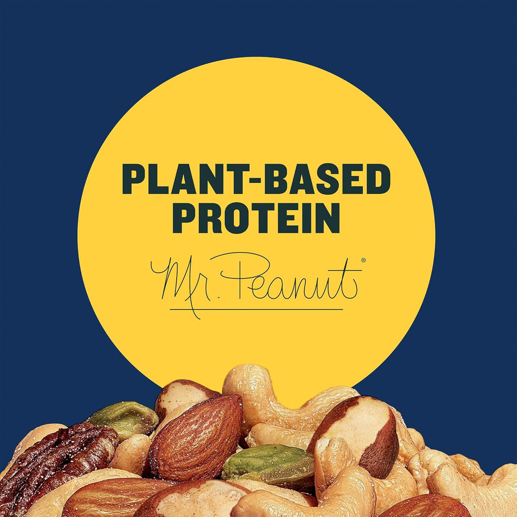 PLANTERS Deluxe Pistachio Mix, Party Snacks, Plant-Based Protein, 14.5 Oz Canister