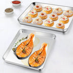 Homikit 2 Pack Baking Sheet, 9 x 13 Inches Stainless Steel Quarter Sheet Pan Set for Baking Cooking Toasting, Metal Cookie Tray Fits Toaster Oven, Non Stick & Rust Free, Dishwasher Safe