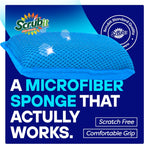 SCRUBIT Reusable Sponges for Dishes - 12 Pack Microfiber Sponges Kitchen Dish Scrubber, Machine Washable & Non-Scratch Scrubbers (Blue)