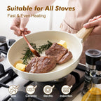 SENSARTE Ceramic Nonstick Frying Pan Small Skillet 8/9.5/11/12.5Inch Non Stick Omelet Pan, Non-toxic Kitchen Cooking Chef's Pan, Free of Intentionally Added PFOA/PFAS/PTFE, Induction Compatible, White
