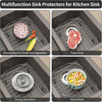 2Pack Sink Protector Grid 13"x16"and 11.2"x14.5", Stainless Steel Sink Protectors for Kitchen Sink, Rust Resistant Sink Grate for Bottom of Kitchen Sink with 2Pack Sink Drain Strainer