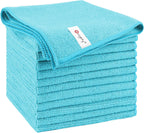 Orighty Microfiber Cleaning Cloth, 12 Pack Highly Absorbent Cleaning Supplies, Lint Free Cloths for Multiple-use, Powerful Dust Removal Clean Rags for House, Kitchen, Car Care(12x12 inch) Blue