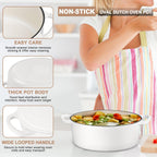 E-far 5QT Oval Dutch Oven Pot with Lid, Enameled Cast Iron Dutch Oven with Dual Handles for Sourdough Bread Baking Cooking, Nonstick Enamel Coated Cookware(White), Non-Toxic & Easy Clean