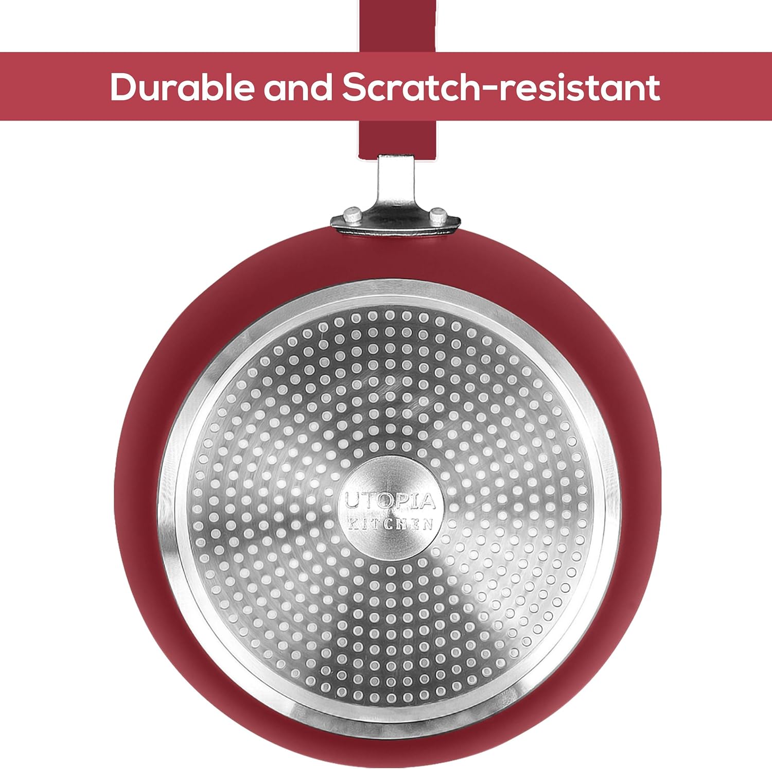 Utopia Kitchen Nonstick Cookware 3 Piece Set, Non-Stick Frying Pans with Induction Bottom, 8, 9.5 & 11 Inches Frying Pans with Bakelite Handles, PFOA Free, Red & Black