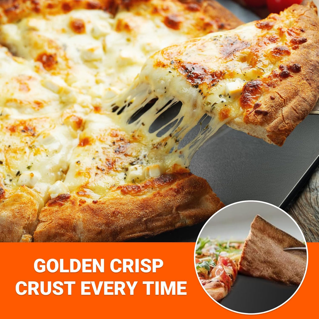 Onlyfire Pizza Steel Baking Stone for Oven BBQ and Grill - 16 x 14 inch Large Non-Stick Pizza Pan with High Performance Conductive Grilling Surface for Pizza Bread