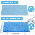 Zhengmy 100 Pieces Kitchen Sponge Bulk Natural Sponges for Dishes Compressed Wood Pulp Sponges Cleaning Sponge Without Scratching for Kitchen Bathroom, 3.9 x 2.4 x 0.12 Inch (Blue)