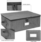 Platter Storage Case, China Storage Containers Hard Shell 17" x 13" x 6", 5 Felt Dividers Included, Structured Top and Stackable (Linen Grey)