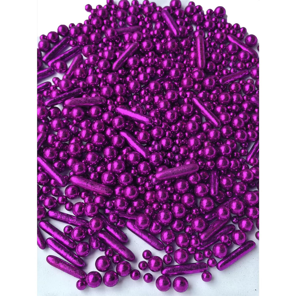 Sprinkles Purple Pearl Sugar Candy Mix Size Baking Cake Decorations Cupcake Toppers Celebrations Shaker Jar Wedding Shower Party (130g/4.2oz）