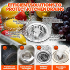Kitchen Sink Drain Strainer & Sink Stopper, Upgraded 3 in 1 Stainless Steel Drain Plug Combo with Anti-Clog Basket, Pop Up Drain Cover for Standard 3-1/2'', Fits Double Bowl Kitchen Sinks