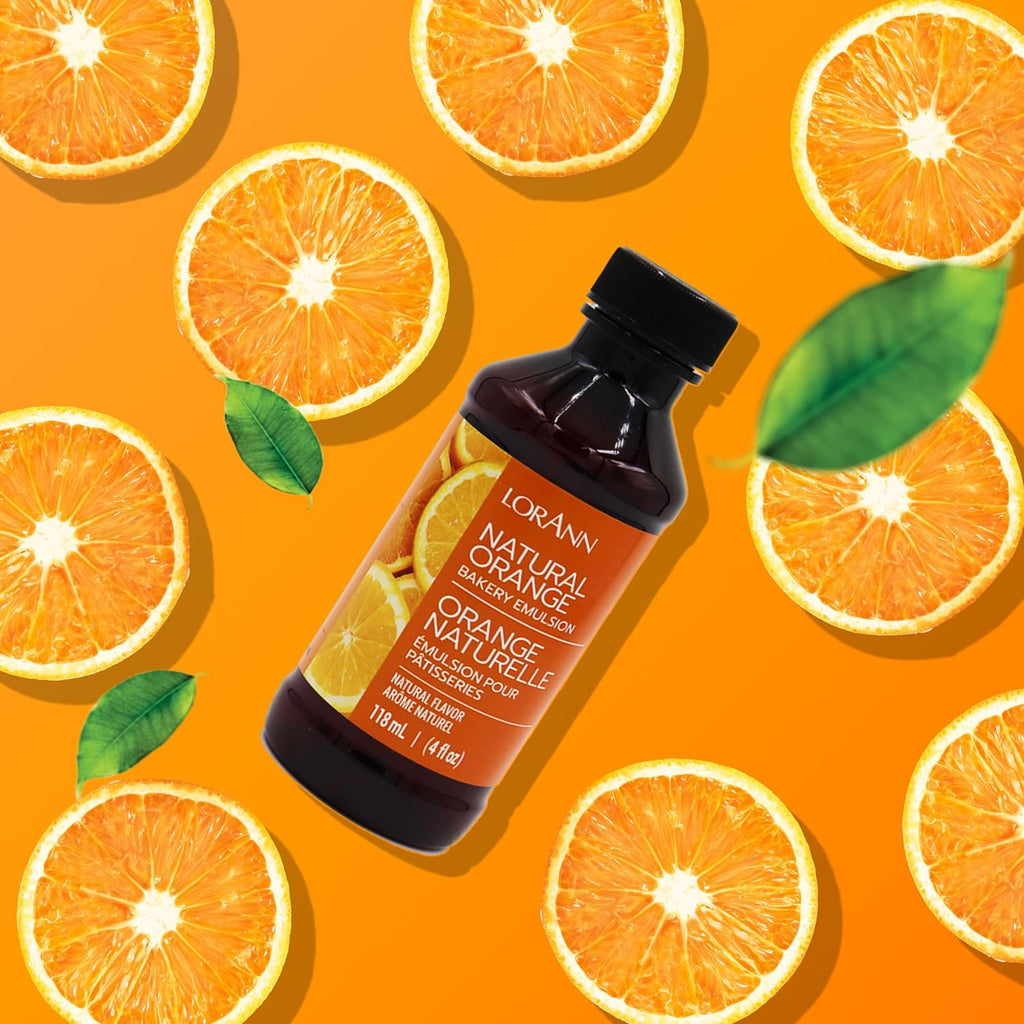 LorAnn Oils Orange Bakery Emulsion: True Essence, Ideal for Boosting Fruit Tones in Cakes, Cookies & Desserts, Gluten-Free, Keto-Friendly, Extract Substitute Essential for Your Kitchen, 4 Oz
