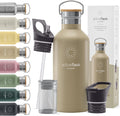 Stainless Steel Water Bottle with Straw, Infuser & 3 Lids: 18/32 OZ Leak-Proof Vacuum Insulated ACTIVE FLASK Drinking Bottles Hot Cold: Double Walled Outdoor Drink Thermo Mug Tea Coffee Sport Gym Bike