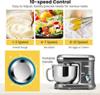 VIVOHOME Stand Mixer, 660W 10 Speed 6 Quart Tilt-Head Kitchen Electric Food Mixer with Beater, Dough Hook, Wire Whip and Egg Separator, Gray