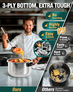 WantJoin Stainless Steel Pressure Cooker(Non-Aluminum),10 Quart Induction Compatible Pressure Cooker with Spring Valve Safeguard Devices,Compatible with Gas & Induction Cooker
