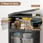 300Qt Stackable Storage Bins with Lid, Extra Large Closet Organizer Collapsible Drawer Boxes with Wheels, Folding Plastic Cabinet Containers for Home Kitchen Room Organization, 3Pack Black