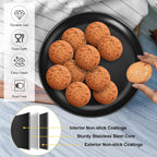 P&P CHEF Pizza Pan Bakeware for Home Kitchen, Stainless Steel Pizza Tray for Baking Pizza, Healthy & Reusable & Easy Clean, Oven & Freezer Safe, 13.5 Inch & Black