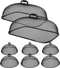 8 Pack Metal Mesh Screen Food Covers, 2 Large (18.5”) and 6 Small (11”) Sets, Reusable Metal Mesh Food Covers for Outdoors, Camping, Picnics and Parties