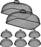 8 Pack Metal Mesh Screen Food Covers, 2 Large (18.5”) and 6 Small (11”) Sets, Reusable Metal Mesh Food Covers for Outdoors, Camping, Picnics and Parties