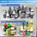 6 Pack Lazy Susan 11.5" Inch Turntable Organizer Organization Storage Container Bins Spice Rack Cabinet Rotating Condiment for Pantry Countertop Kitchen Vanity Bathroom Jewelry Holder Clear