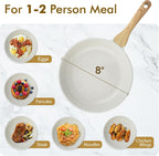 SENSARTE Nonstick Ceramic Frying Pan Skillet, 8-Inch Omelet Pan, Healthy Non Toxic Chef Pan, Induction Compatible Egg Pan with Heat Resistant Handle, PFAS-Free, White