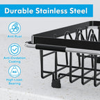 JASIWAY in Sink Dish Drying Rack, Expandable Stainless Steel Dish Drainers for Kitchen Sink, Over Sink Dish Drying Rack with Utensil Holder, 13.1''~16.6''D x 11.8''W, Black