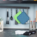 Joyhalo 4 Pack Pot Holders for Kitchen,Cotton Oven Holder with Great Heat Resistance,Non Slip Hot Pads for Kitchen Clearance,Federal Blue