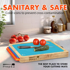 Cutting Boards for Kitchen – Bamboo Cutting Board with 7 Color-Coded Chopping Mats + Bonus Wood Cutting Board – Knife-Friendly & Dishwasher Safe Wooden Cutting Boards for Kitchen.