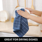 Homaxy 100% Cotton Terry Kitchen Dish Cloths, Ultra Soft and Absorbent Dish Towels for Kitchen, Suitable for Drying and Washing Dishes, 6 Pack, 12 x 12 Inches, Navy Blue