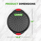 NutriChef 13-Inch Nonstick Pizza Tray - Round Carbon Steel Non-Stick Pizza Baking Pan with Perforated Holes, Premium Bakeware Pizza Screen with Silicone Grip Handles, Dishwasher Safe - NCBPIZ1